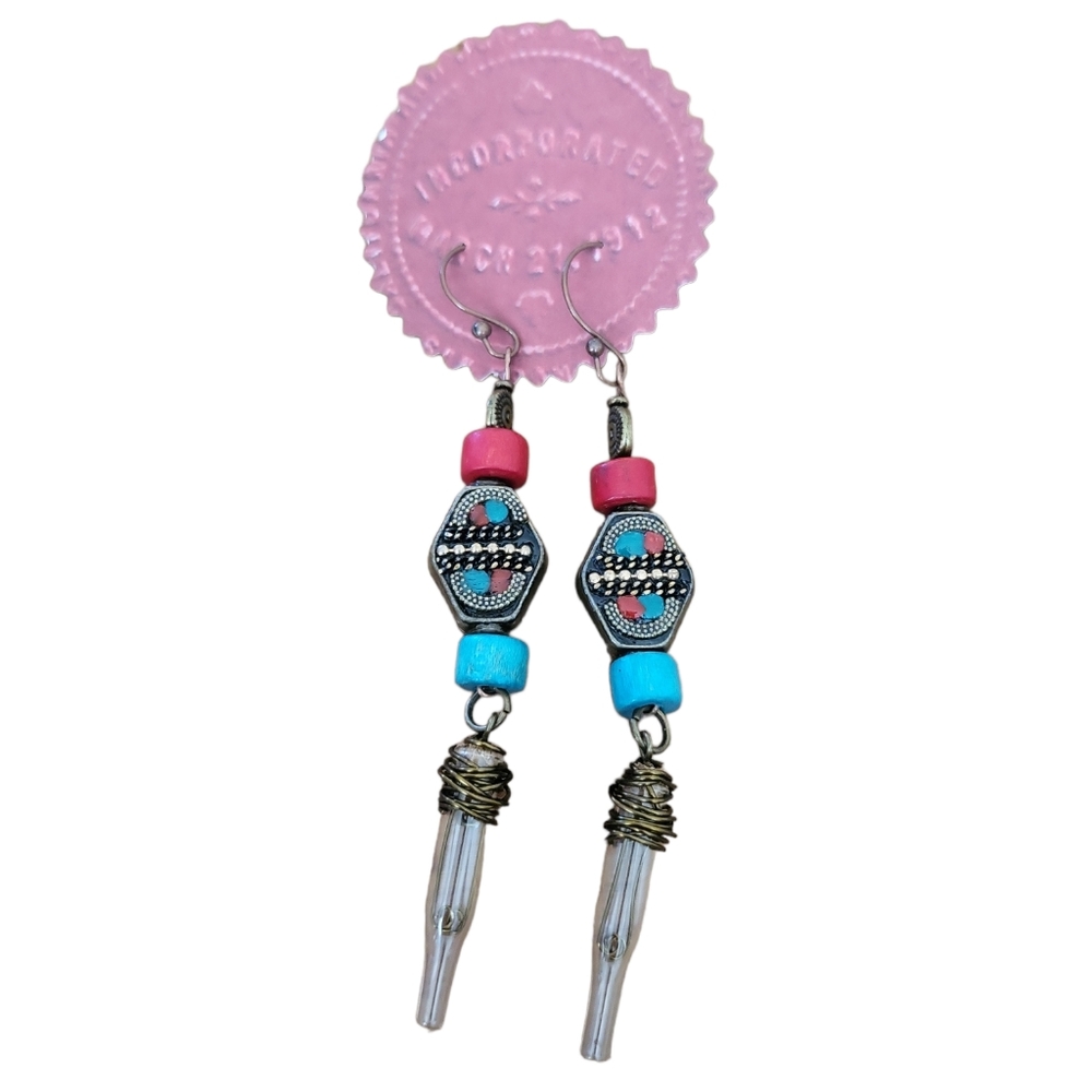 Blue Honey Jewelry Beaded Filament Bulb Earrings - Picture 2 of 4
